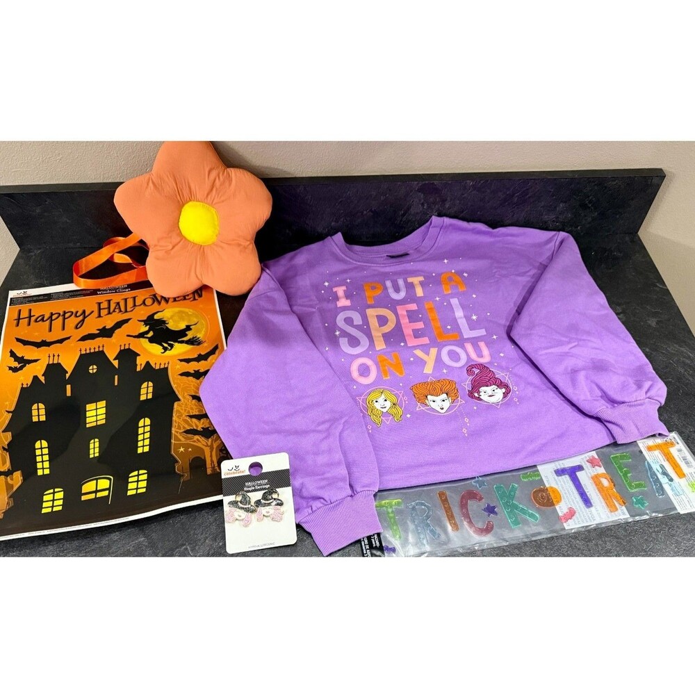 Disney Hocus Pocus Sweatshirt Girls XL 14-16 Halloween 5 Pc Gift Set Bag NWT